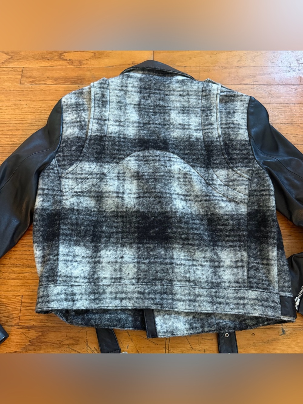 Rebecca Minkoff Mitchell Plaid Wool & Leather Moto Jacket - Picture 8 of 8